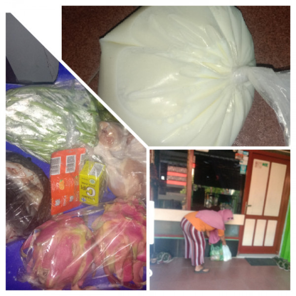bantuan bahan makanan untuk keluarga yang isoman di RT 07 RW 56 Padukuhan Gandok,